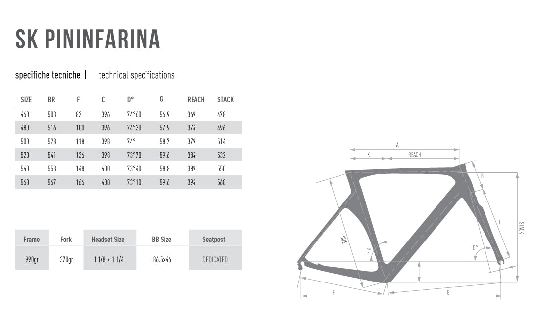 De rosa sk outlet pininfarina size chart